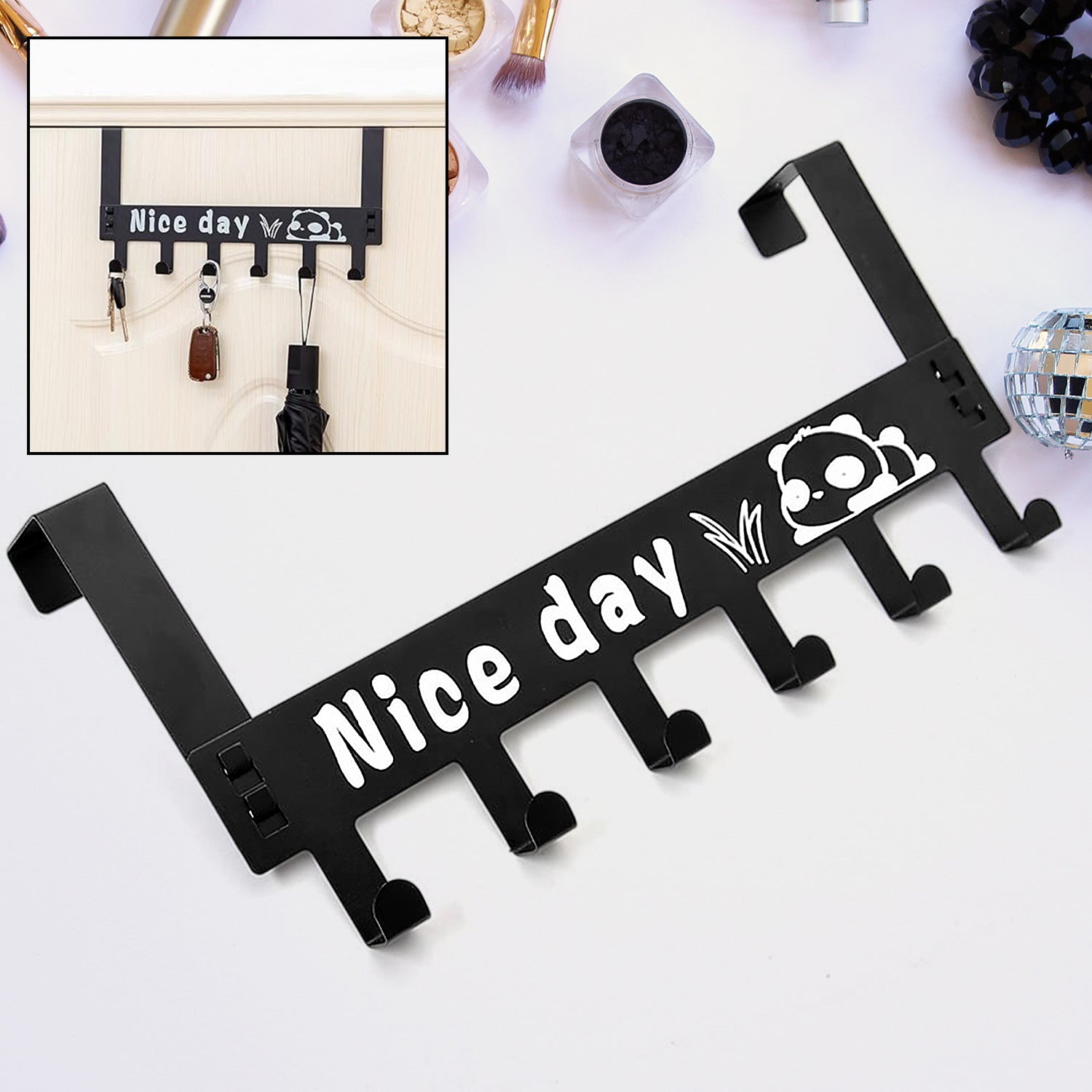 Heavy-Duty Carbon Steel Over Door Hook Rack for Towels & Coats (1 Pc, 6 Hooks) Heavy-Duty Carbon Steel Over Door Hook Rack for Towels & Coats (1 Pc, 6 Hooks)